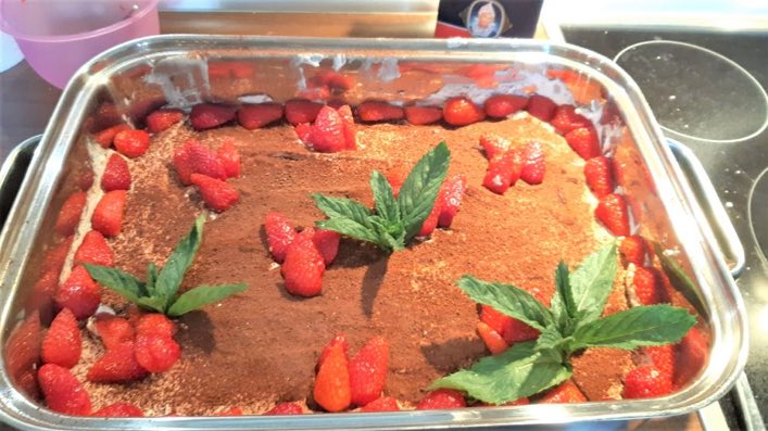 Passend zur Jahreszeit: Erdbeertiramisu, schön angerichtet. Passend zur Jahreszeit: Erdbeertiramisu, schön angerichtet.